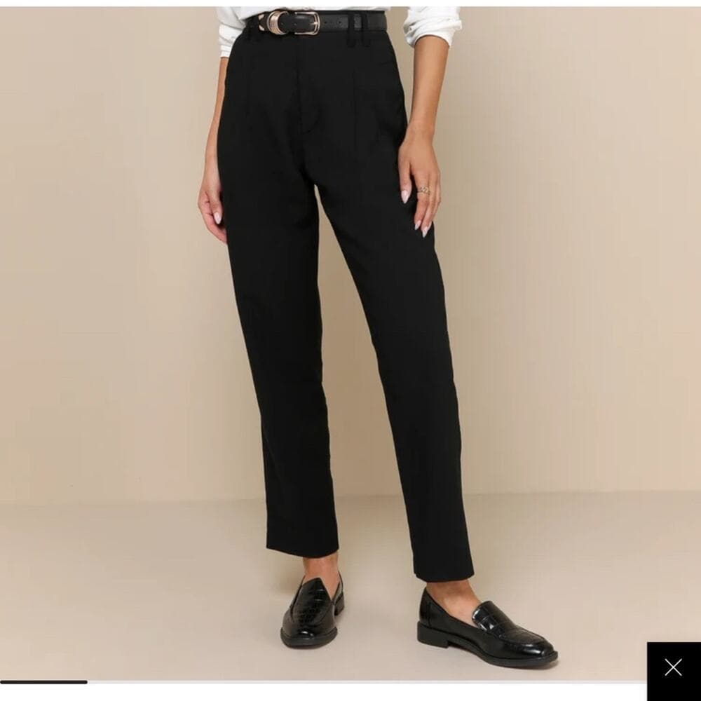 Lulus Strictly Business Black High-Waisted Trouser Pants Size Medium - Thumbnail 7
