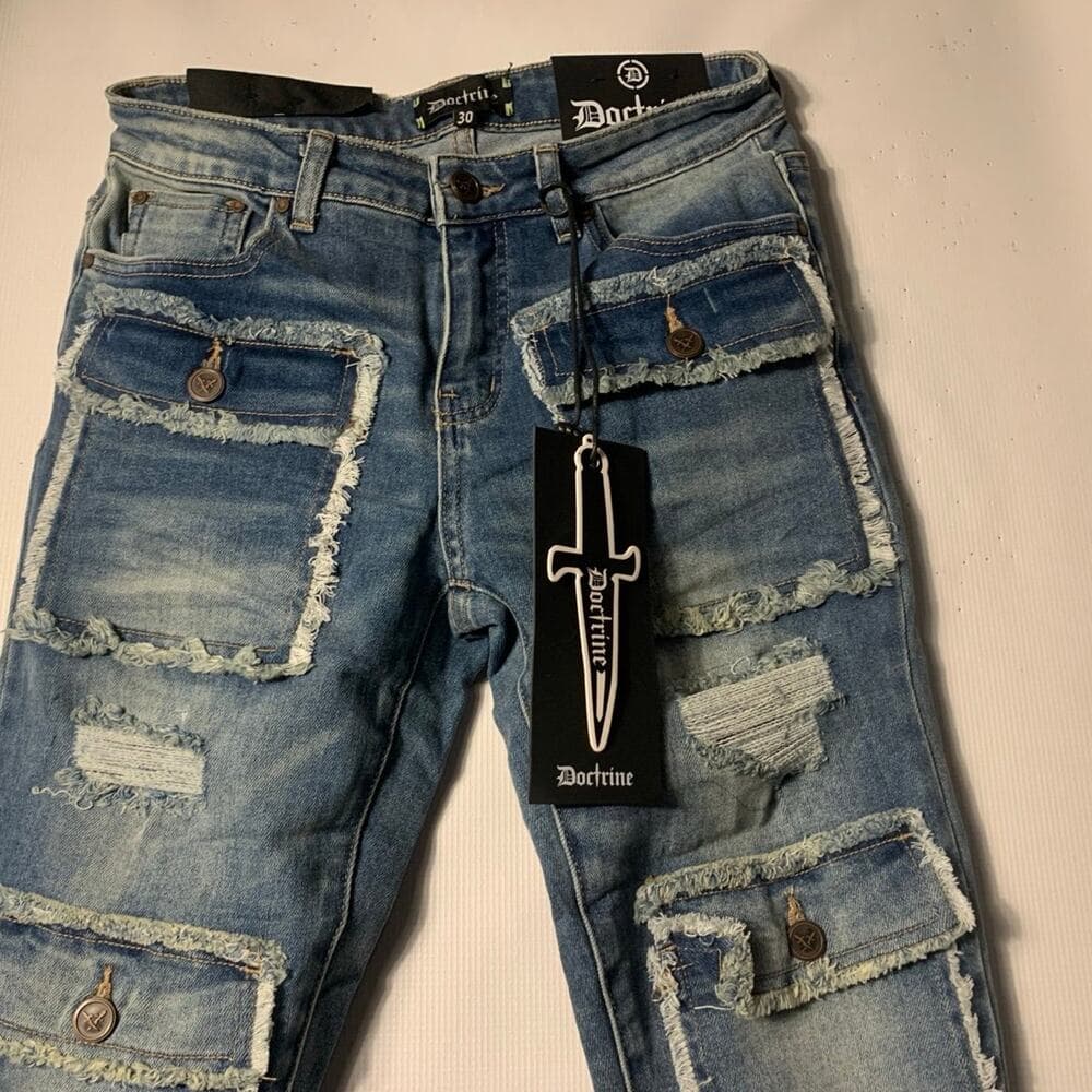 Doctrine Superstack Blue Mens Jeans Size 42 - Thumbnail 4