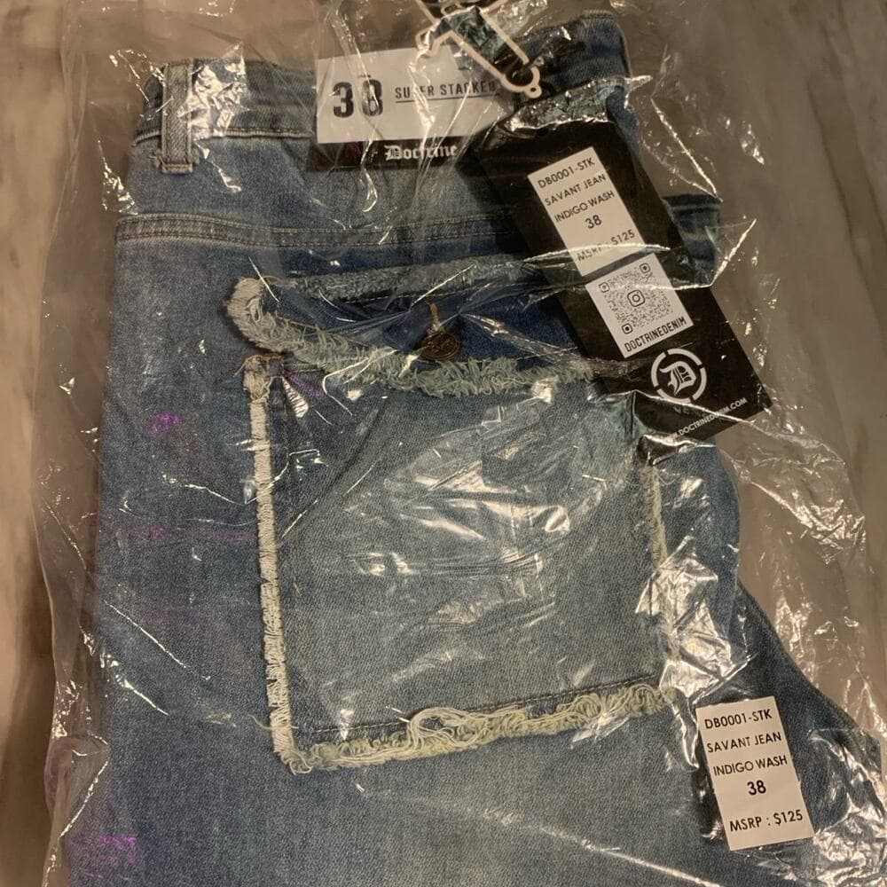 Doctrine Superstack Denim Blue Mens Jeans Size 38 - Thumbnail 6