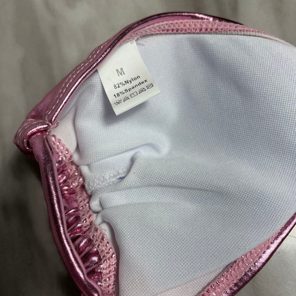 Women’s Metallic Bikini Bottom Set Pink Size Medium - Thumbnail 3