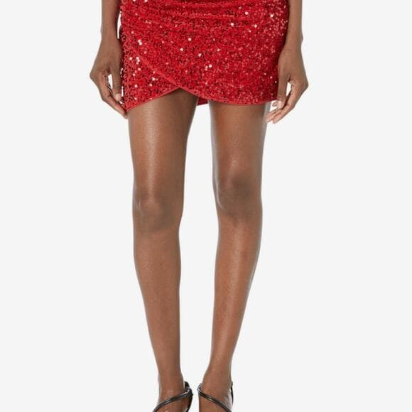 Line & Dot Hurley Red Mini Skirt Size Medium - Thumbnail 5