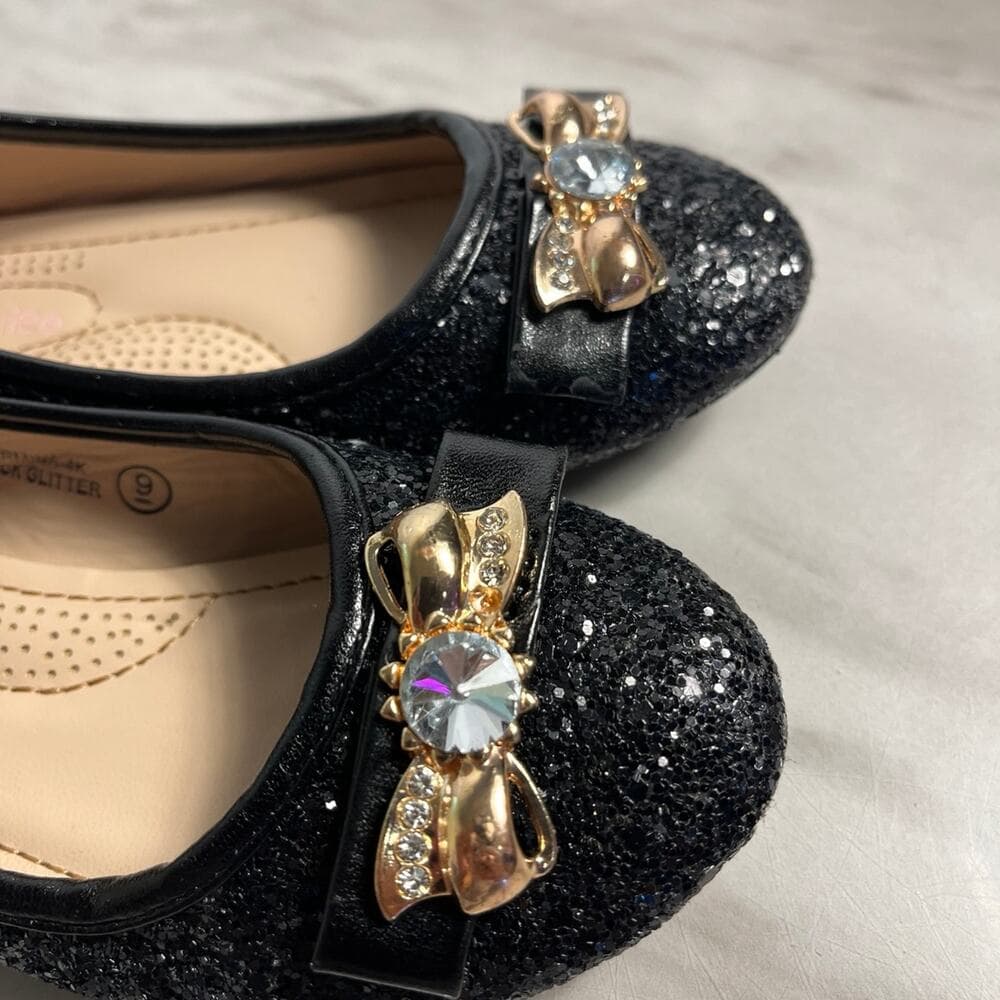 Bella Marie Black Glitter Shoes For Girls Size 9 - Thumbnail 6