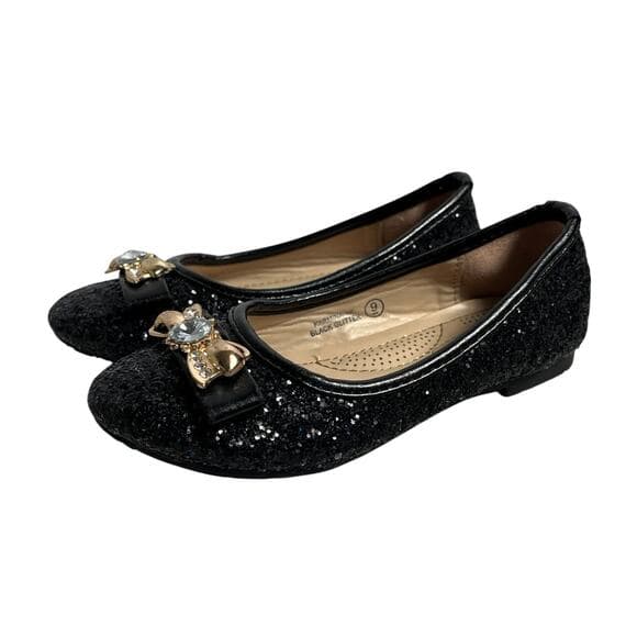 Bella Marie Black Glitter Shoes For Girls Size 9 - Thumbnail 9