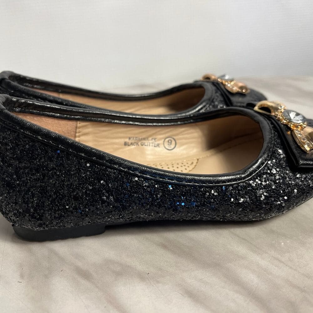 Bella Marie Black Glitter Shoes For Girls Size 9 - Thumbnail 2