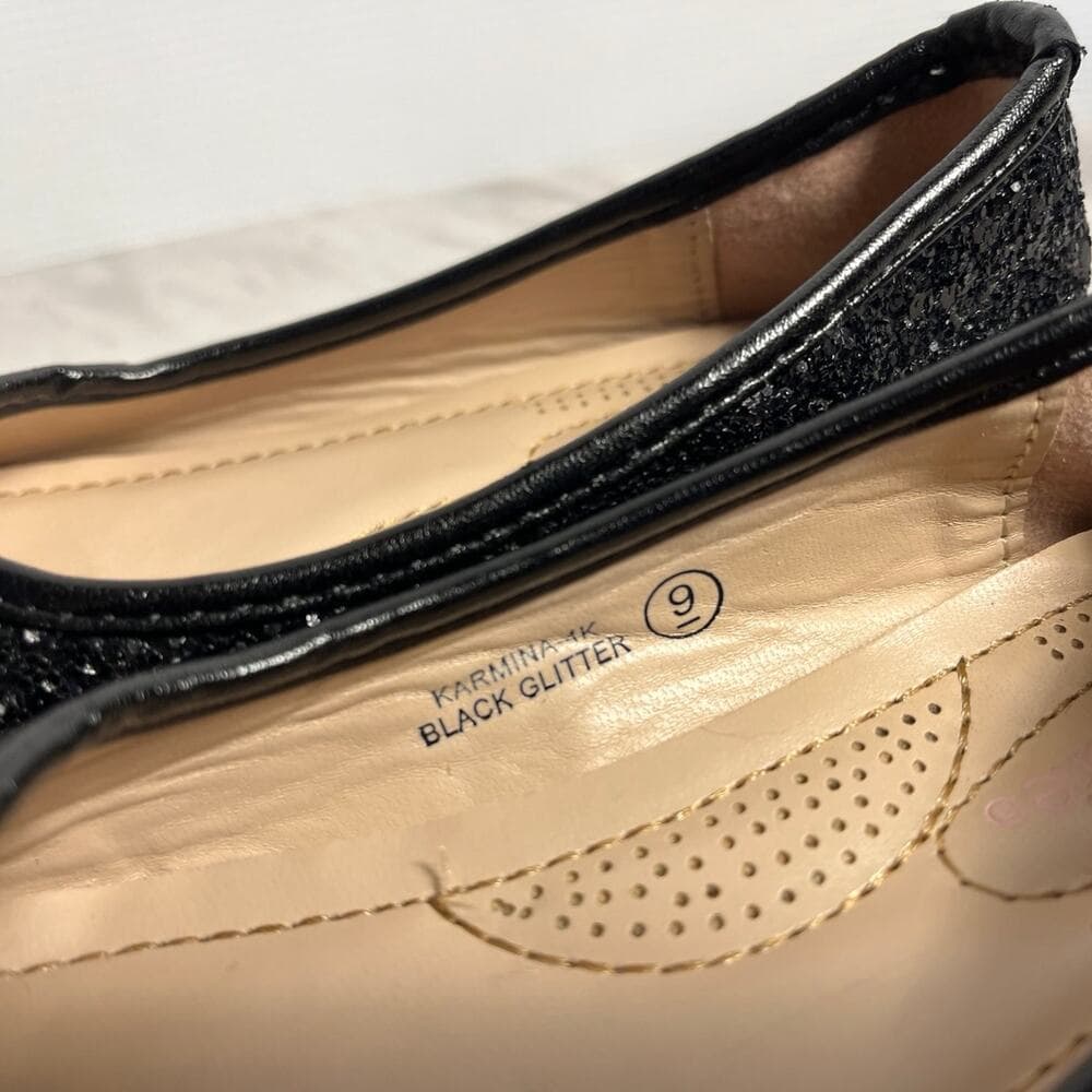 Bella Marie Black Glitter Shoes For Girls Size 9 - Thumbnail 3