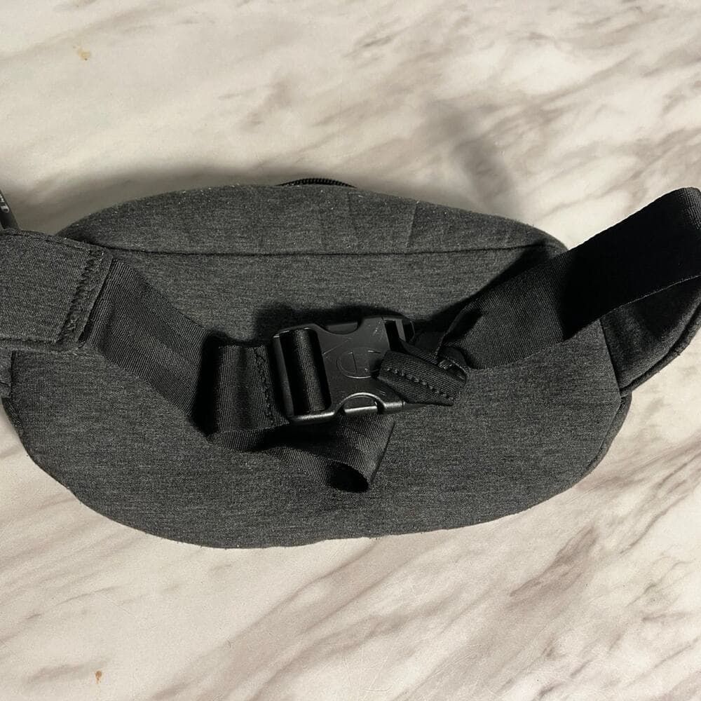 Champion Hip Waist Sling Bag Fanny Pack Charcoal Gray Zipper Large Script Logo - Thumbnail 2