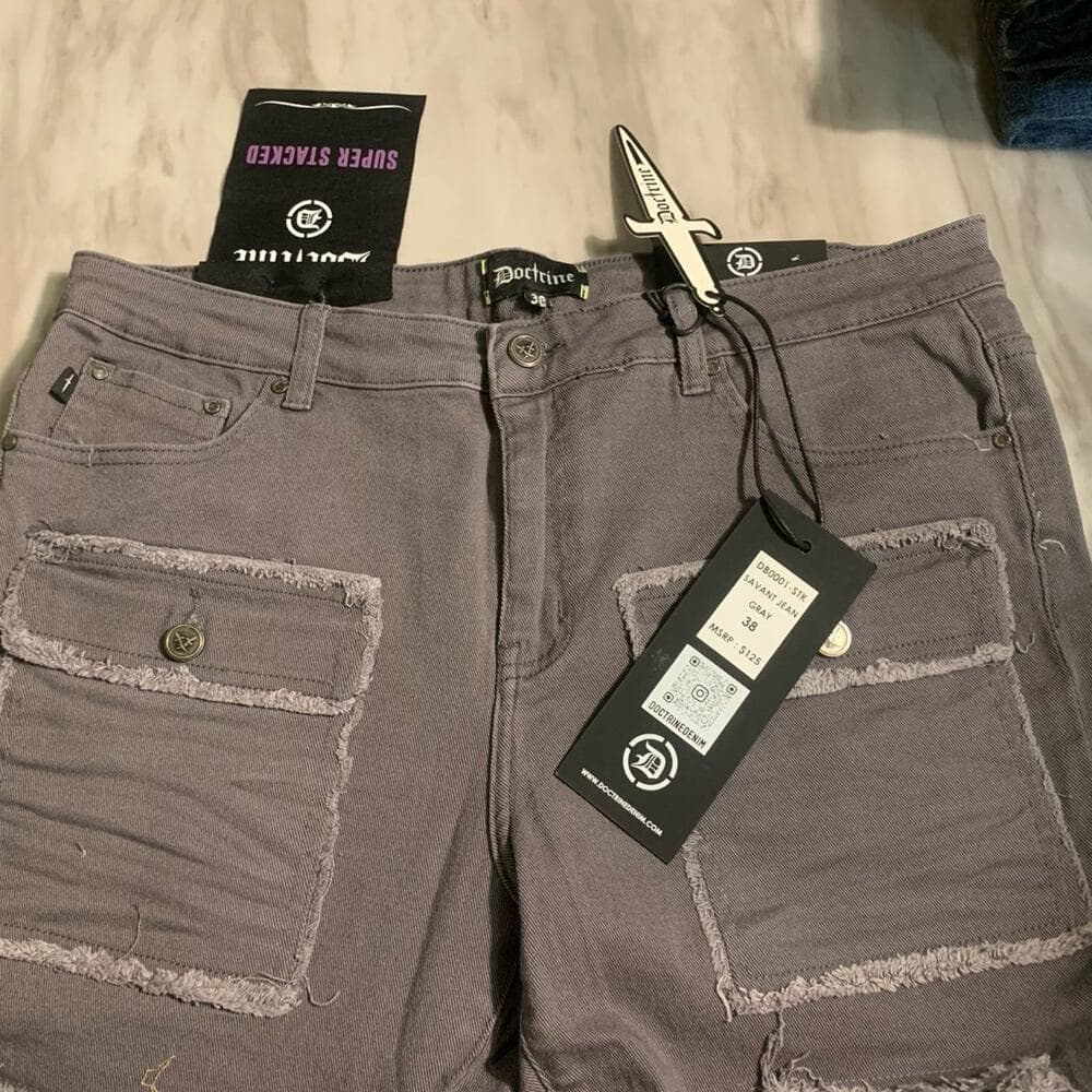 Doctrine Superstack Grey Mens Jeans Size 38 - Thumbnail 6
