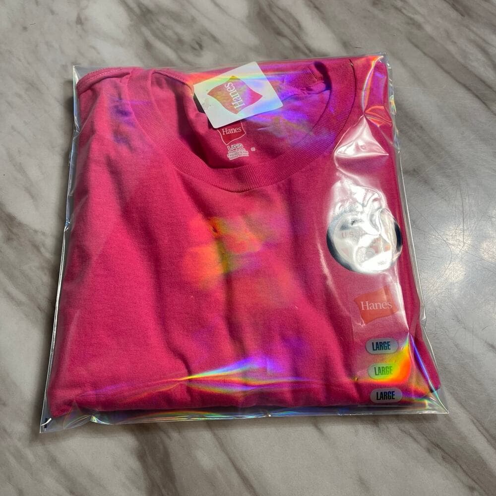 Hanes Men’s T-Shirt Size Large Pink - Thumbnail 4