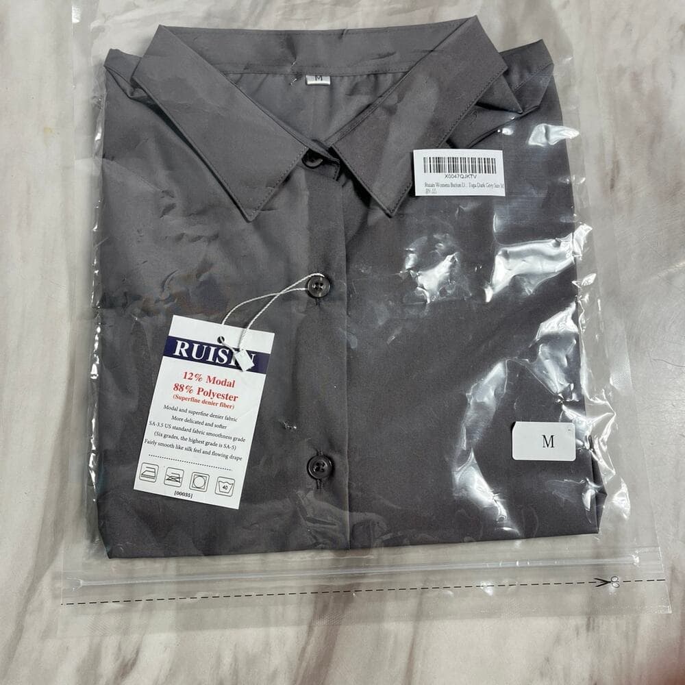 Ruisin Plain Button Down Shirts for Women Formal Work Dress Blouses Top