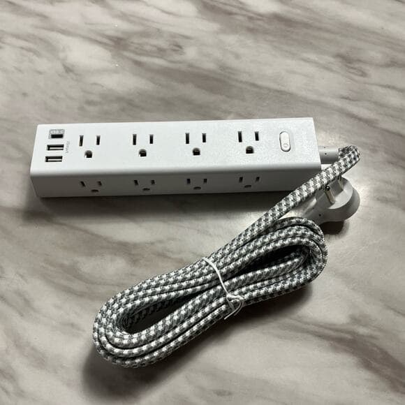 Surge Protector Power Strip - 10 FT Extension Cord, 10FT, White - Thumbnail 9
