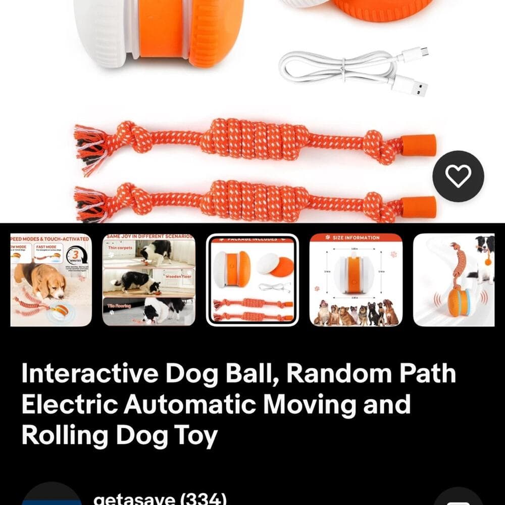 Interactive Dog Ball, Random Path Electric Automatic Moving and Rolling Dog Toy - Thumbnail 8