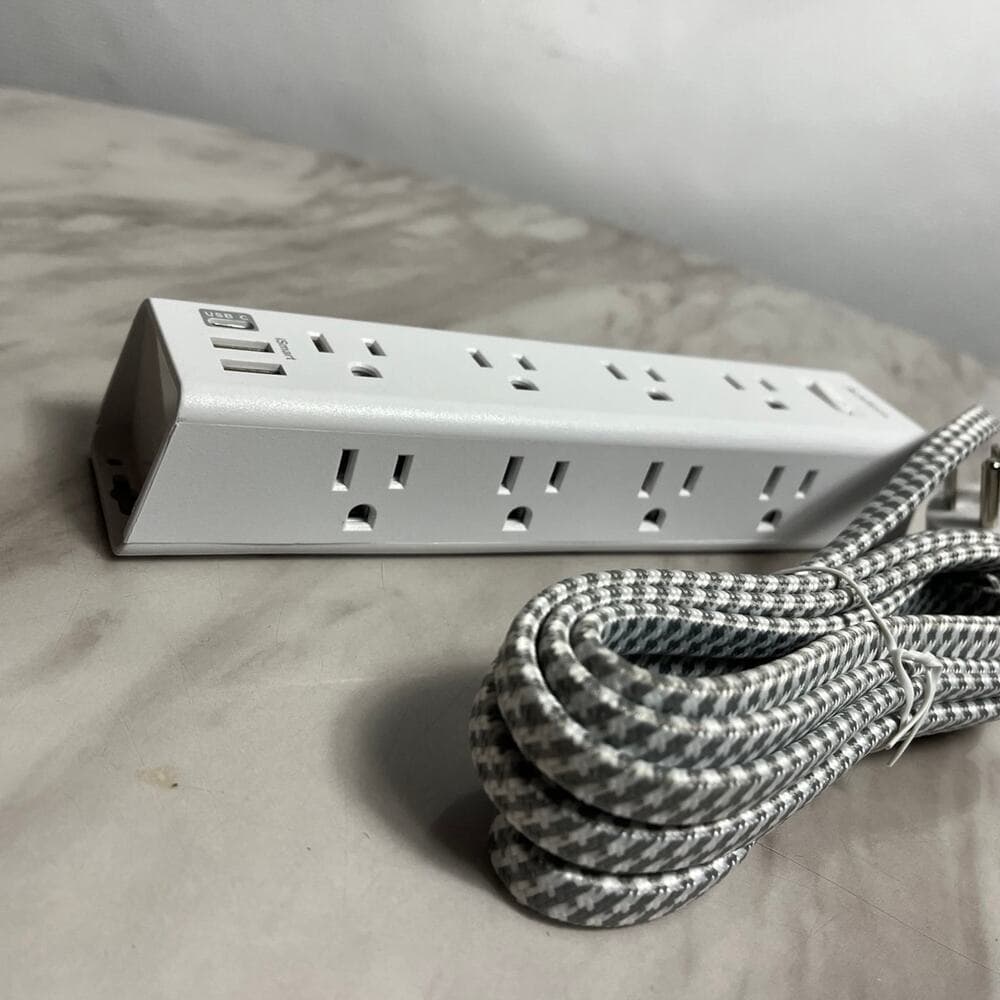 Surge Protector Power Strip - 10 FT Extension Cord, 10FT, White - Thumbnail 3