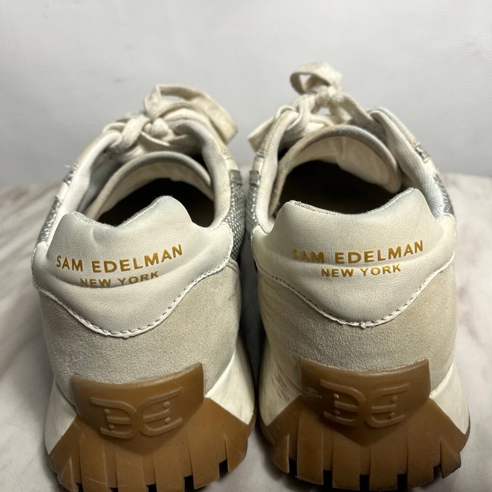 Sam Edelman Women's Silver/Off Ehite Sneakers Size 10M - Thumbnail 4