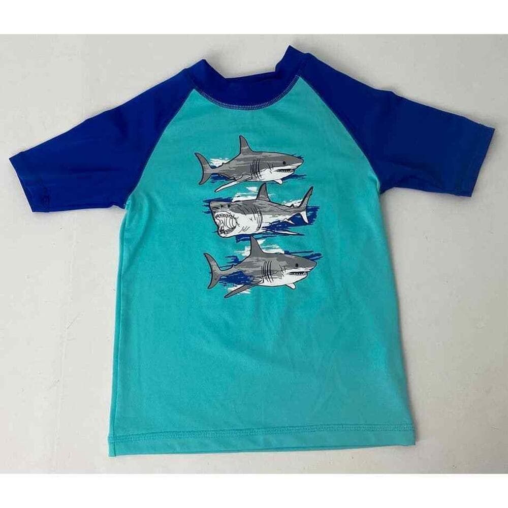 Place Sport Swim Shirt Blue Sharks Beach Sun - Kids Size Large - Thumbnail 6