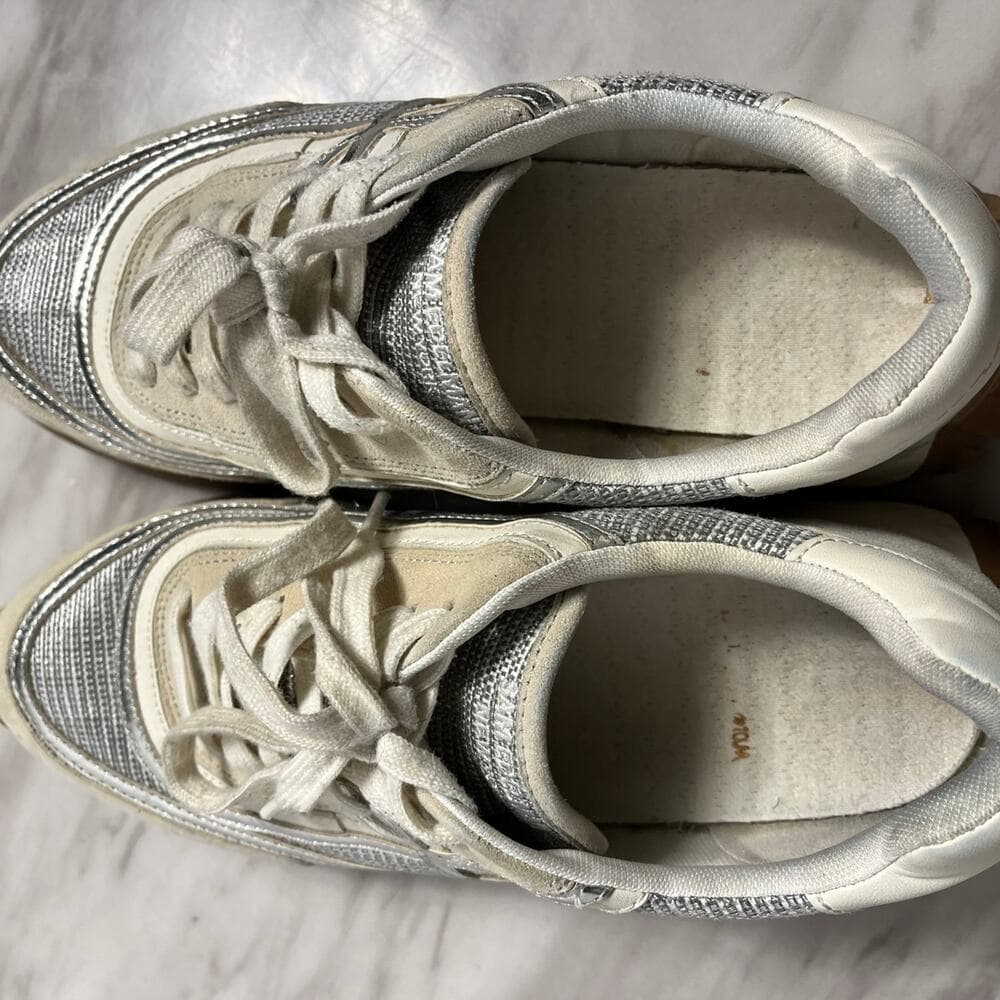 Sam Edelman Women's Silver/Off Ehite Sneakers Size 10M - Thumbnail 5