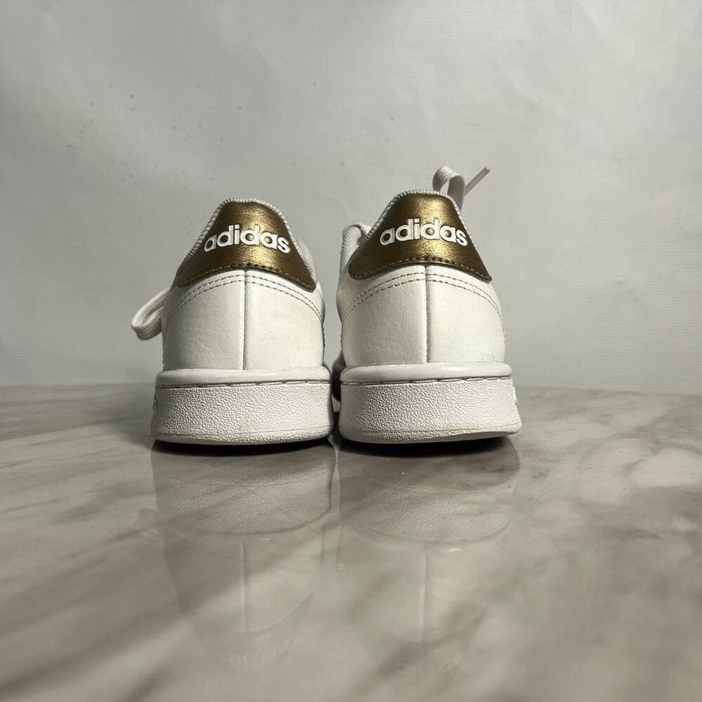 White & Gold Adidas Sneakers Size 6