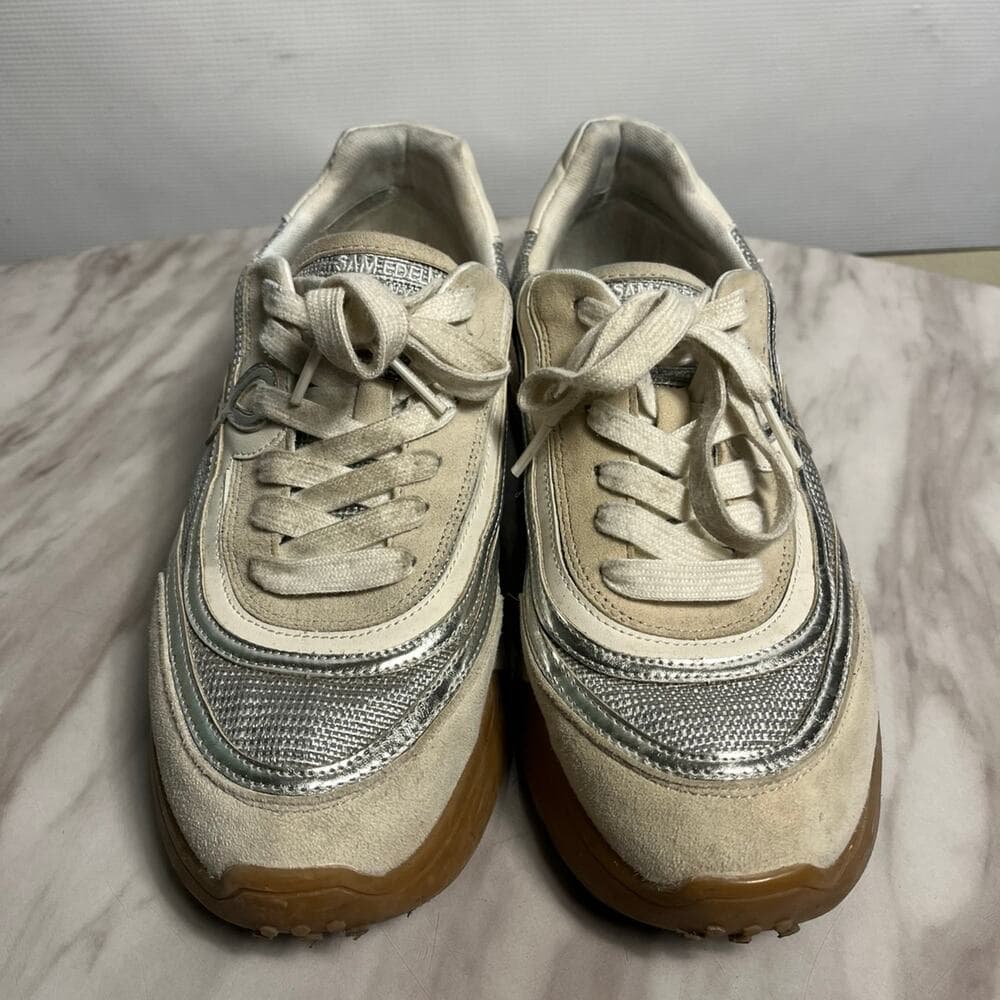 Sam Edelman Women's Silver/Off Ehite Sneakers Size 10M
