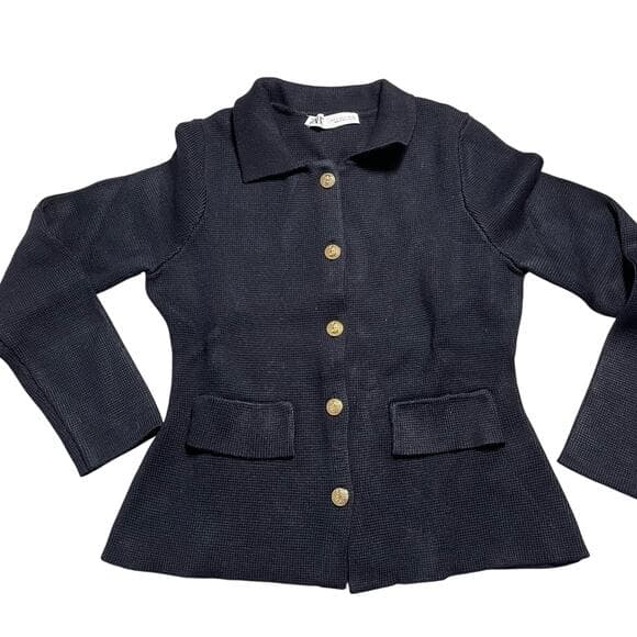 Zara Women’s Navy Sweater/Blazer Jacket Size Small - Thumbnail 6
