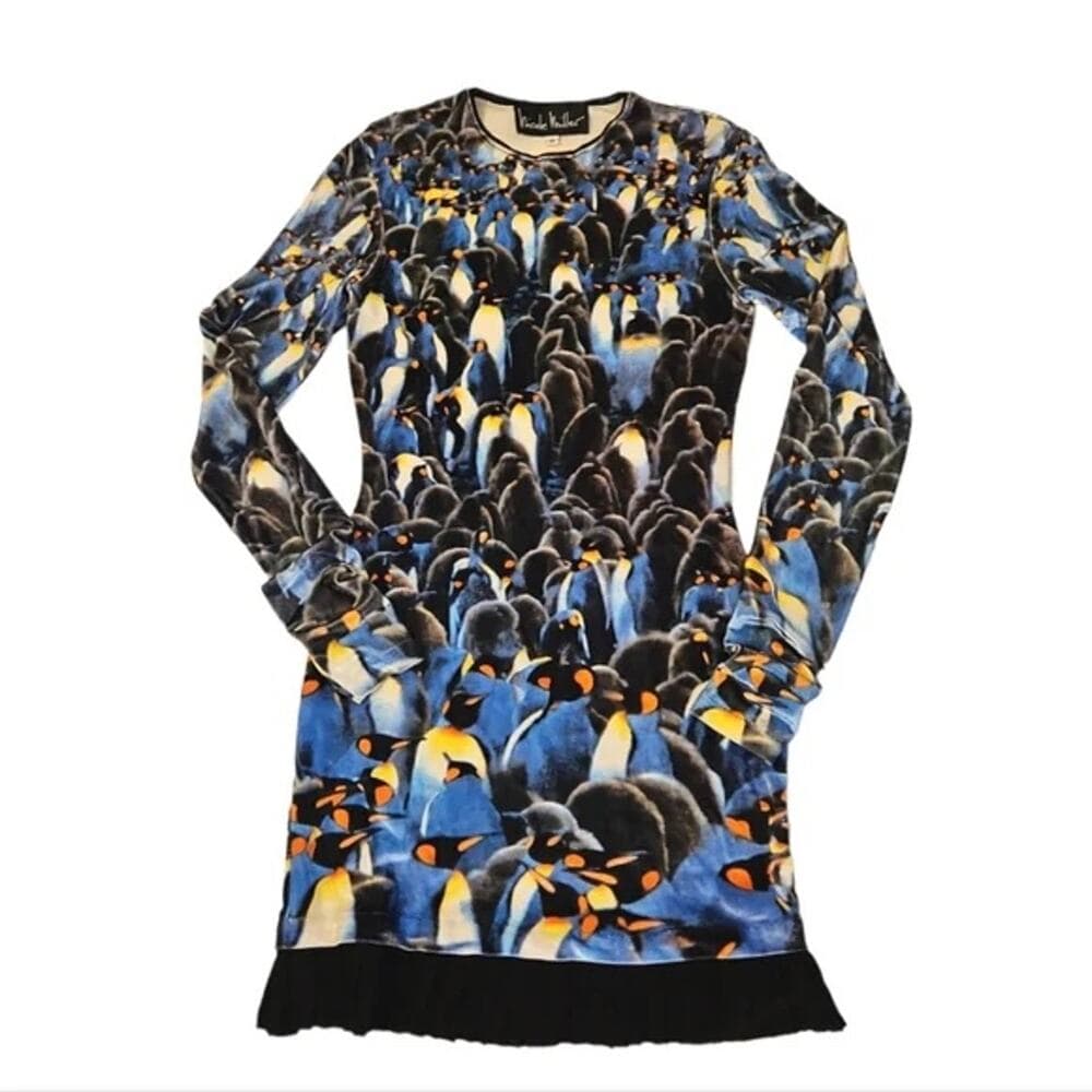 Nicole Miller Dress Size Small Mini Animal Print Pinguin Fluffy Sretchy - Thumbnail 5