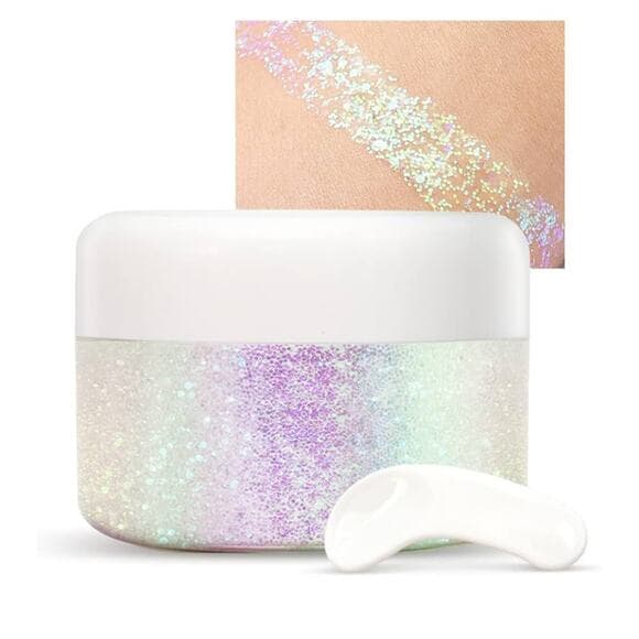 Holographic Body Glitter Gel for Body Face Hair Lip Makeup, Sparkling Glitter - Thumbnail 6