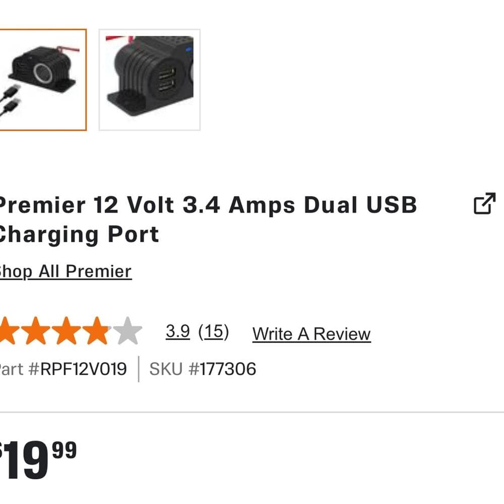 Premier 12 Volt 3.4 Amps Dual USB Charging Port - Thumbnail 3