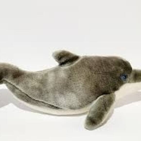 Vintage Sea World Large 15" Dolphin Plush Stuffed Animal Gray Blue Eyes - Thumbnail 6