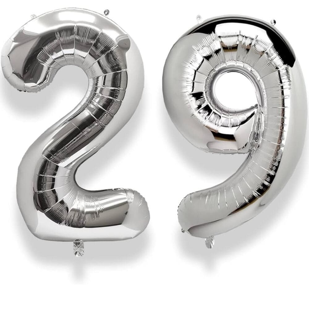 AULE 40 Inch Large 29 Balloon Numbers Silver - Thumbnail 3