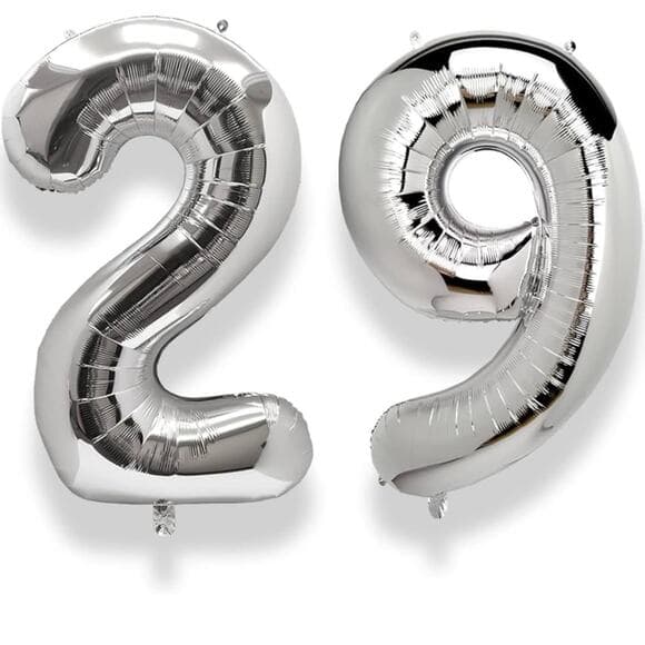 AULE 40 Inch Large 29 Balloon Numbers Silver - Thumbnail 4