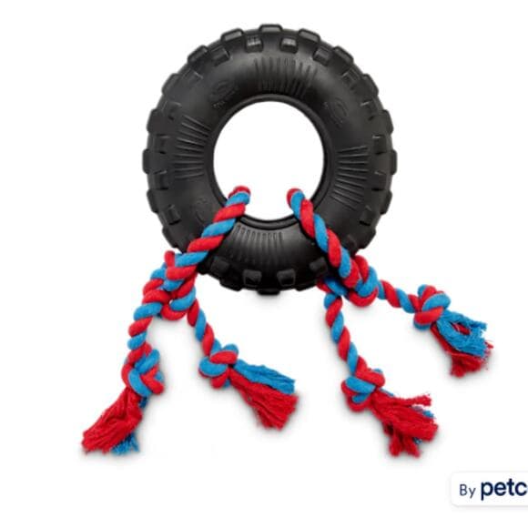 Leaps & Bounds Toss & Tug Tire Dual Rope Dog Toy, Medium - Thumbnail 5