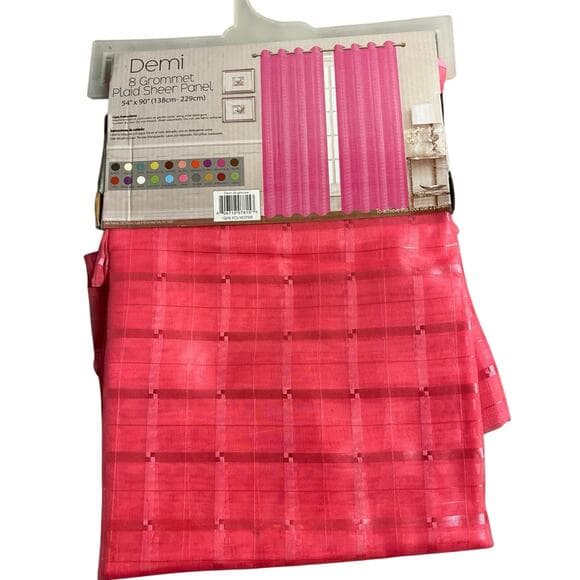 Demi-Brightrose 8 Grommet plaid sheer panel 54” x 90” - Thumbnail 4