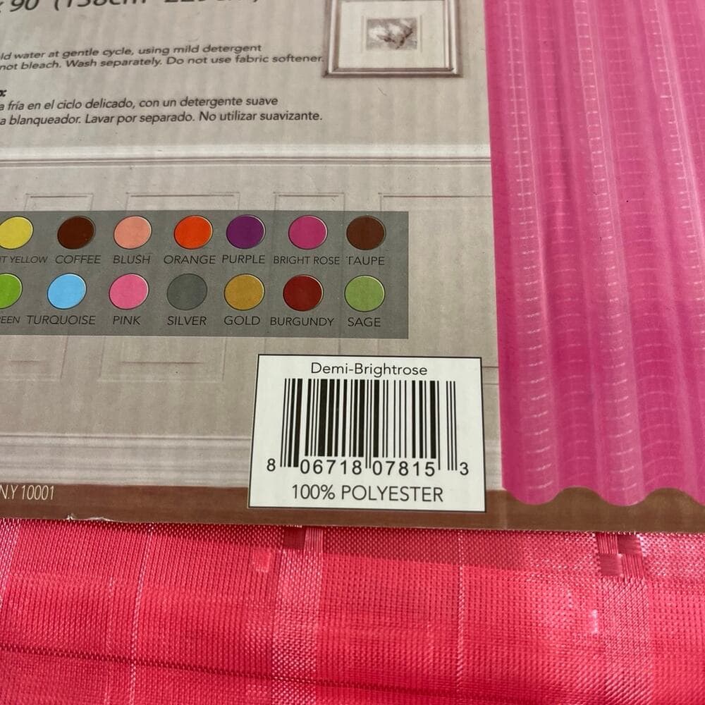 Demi-Brightrose 8 Grommet plaid sheer panel 54” x 90”