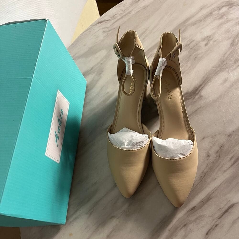 Women's Shoes wide Size Timeless Pointed Toe Block Heel Pumps Wedding Dress Shoe - Thumbnail 2