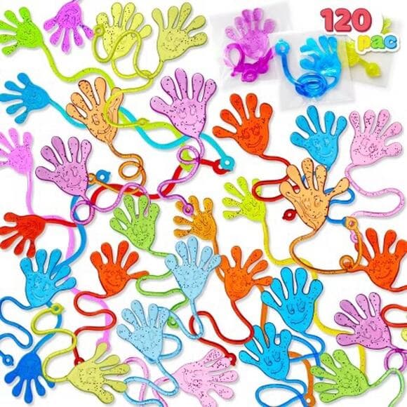 Joyfy 120 Pcs Sticky Hands Party Favors for Kids Assorted Stretchy Slappy Hands - Thumbnail 5