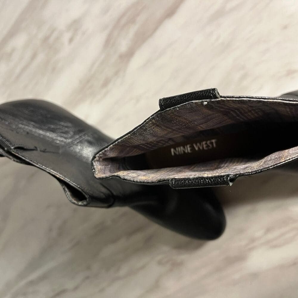 Nine West Sweetsent Leather Heeled Booties Women’s Shoes Size 10M Black - Thumbnail 2