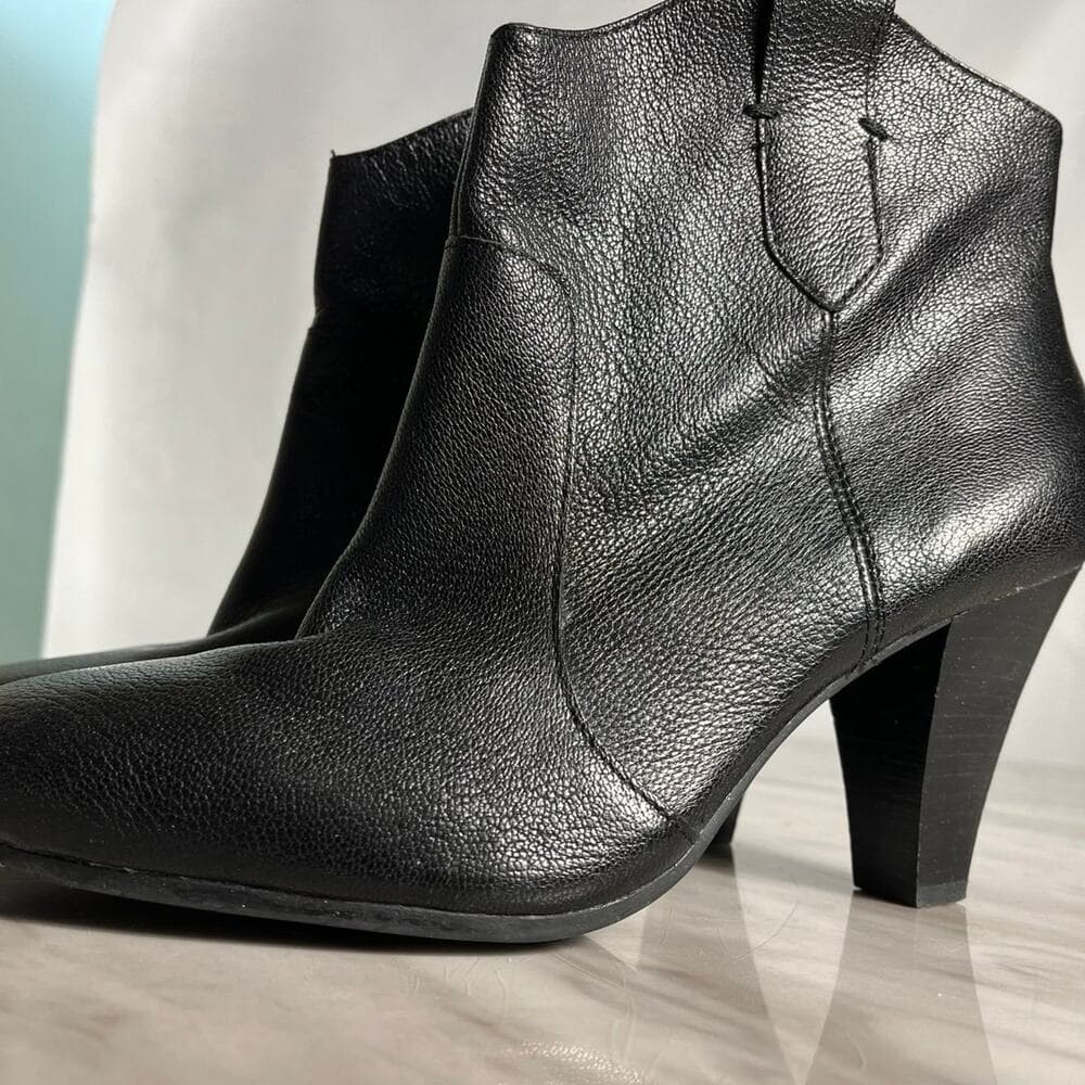 Nine West Sweetsent Leather Heeled Booties Women’s Shoes Size 10M Black - Thumbnail 4