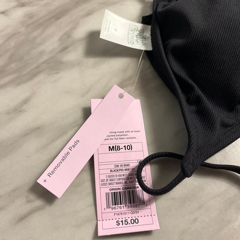 Wild Fabric Black Swim Top Size Medium