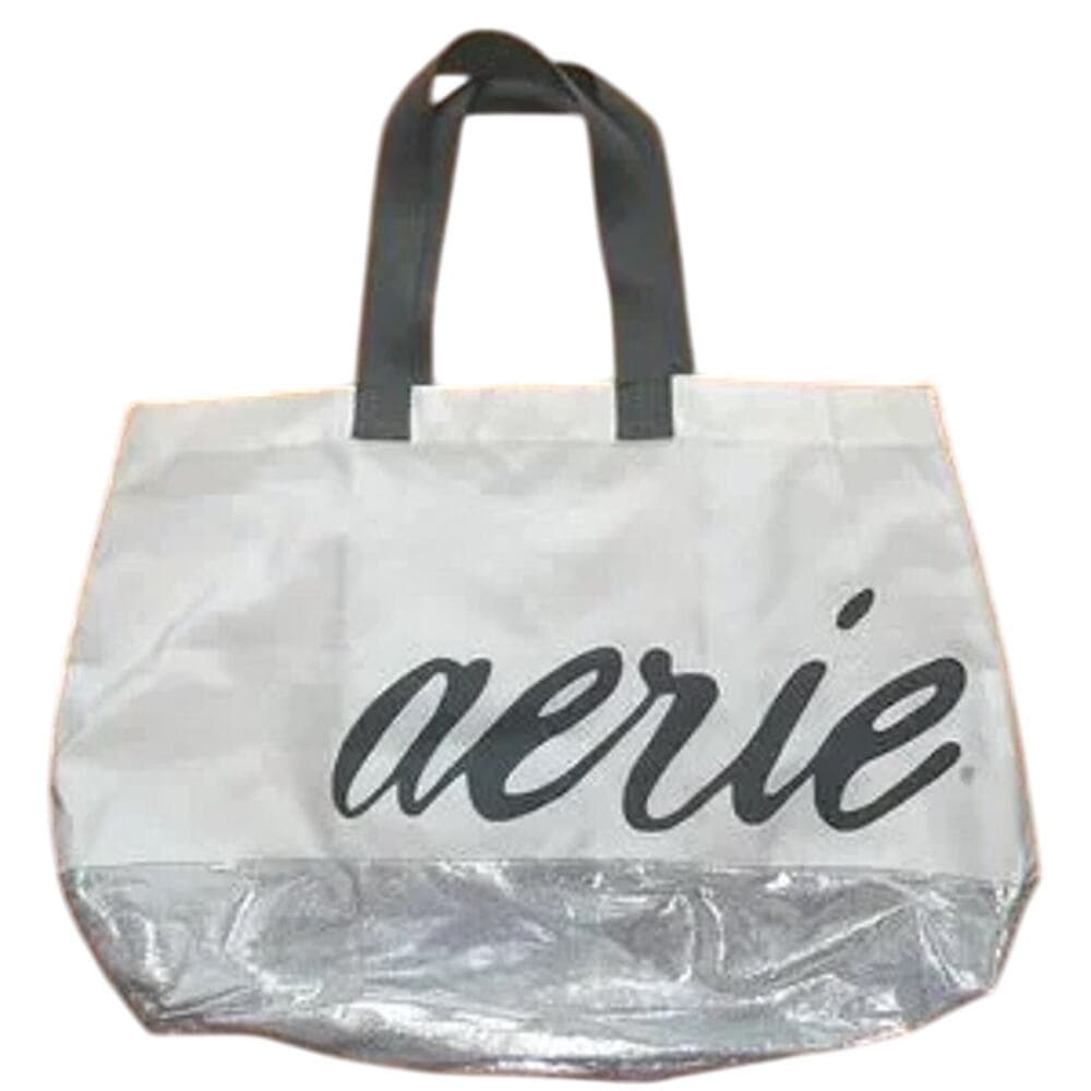 Aerie Cream Grey Silver Large Tote Bag - Thumbnail 4