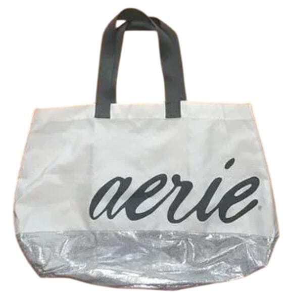 Aerie Cream Grey Silver Large Tote Bag - Thumbnail 5
