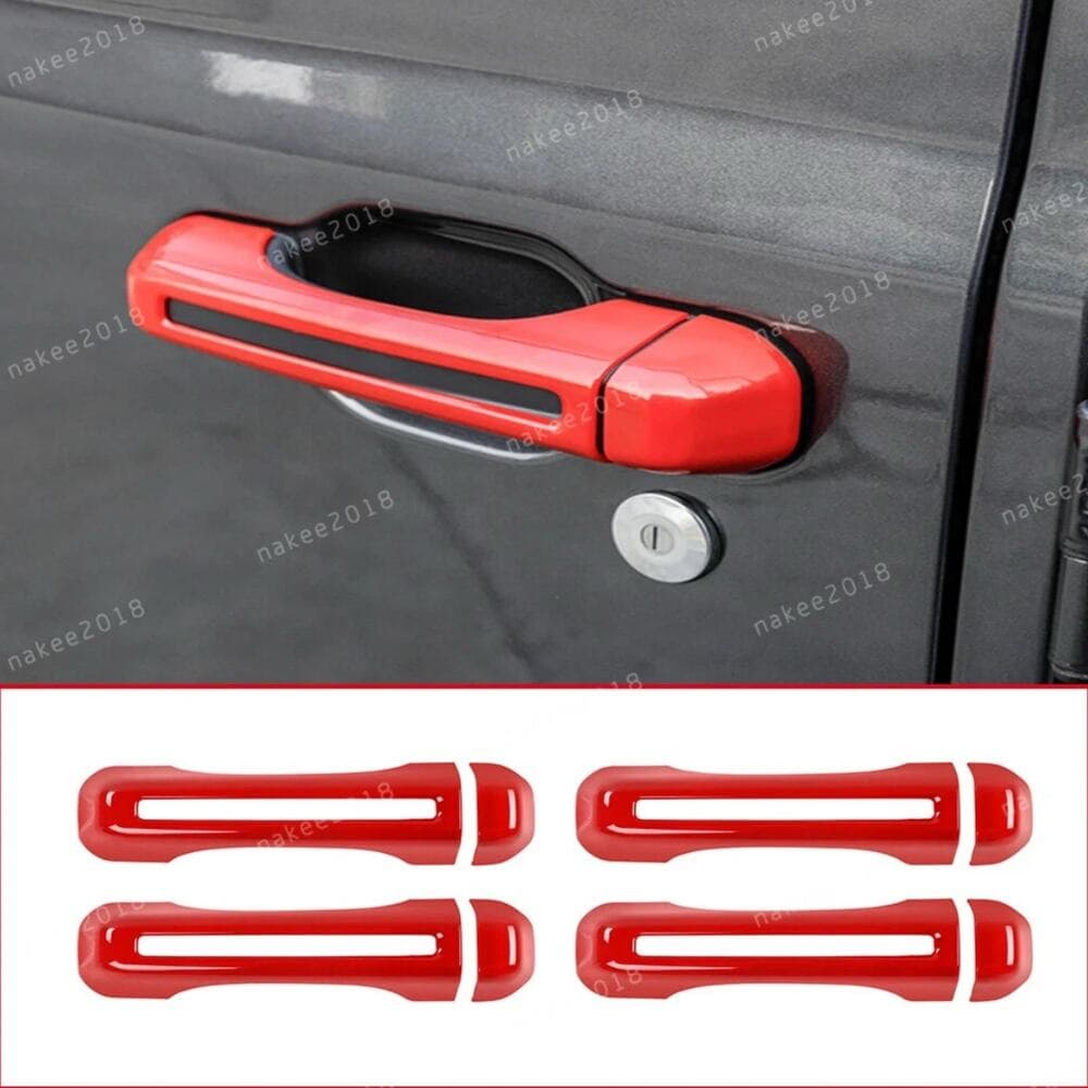 Red Door Handle Cover Trim For Jeep Wrangler JL 4-Door 2018-19 JT Gladiator 2020 - Thumbnail 6