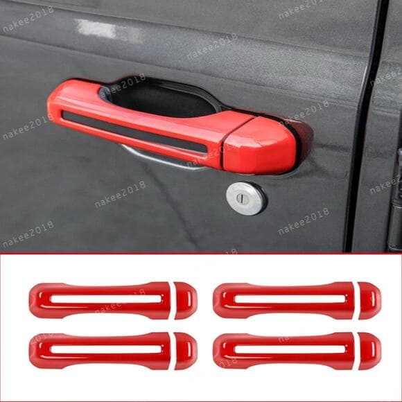 Red Door Handle Cover Trim For Jeep Wrangler JL 4-Door 2018-19 JT Gladiator 2020 - Thumbnail 7
