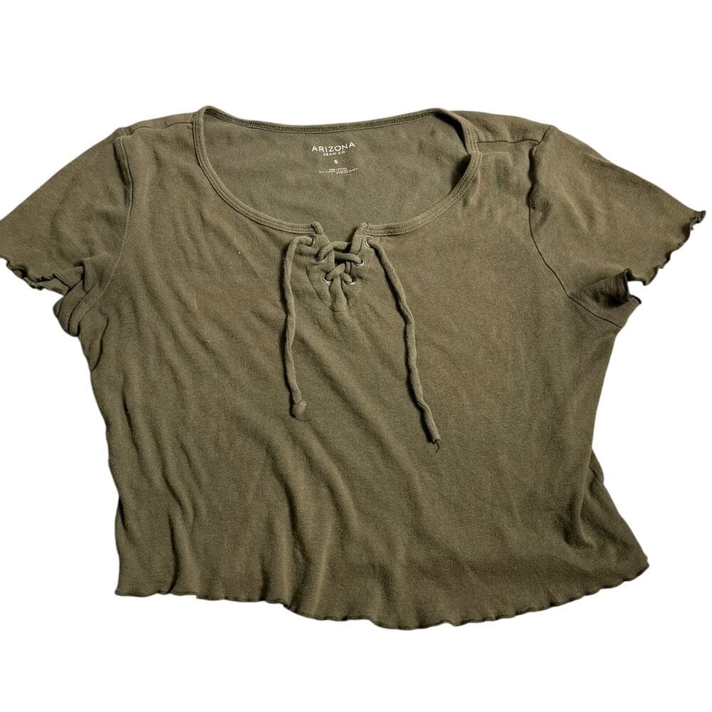 Arizona Jean co Olive Women’s Short Sleeve Crop Top Size Small - Thumbnail 3