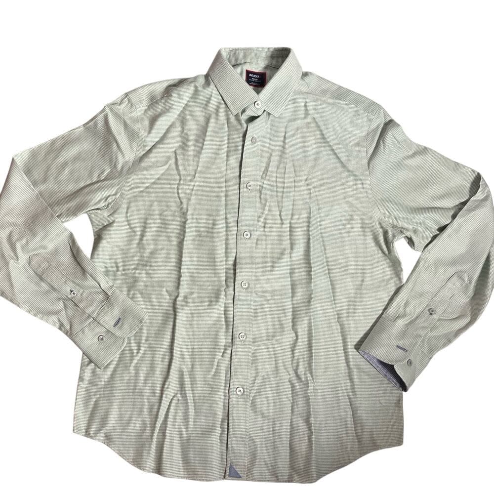 Burke Solid Wrinkle Free Cotton Dobby Button-Up Shirt Size Medium - Thumbnail 2