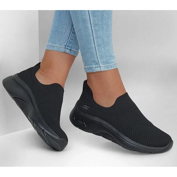 Skechers Womens Go Walk 6 Hyper Pillars Black Sparkle Sz 5.5 Slip On Lightweight - Thumbnail 8