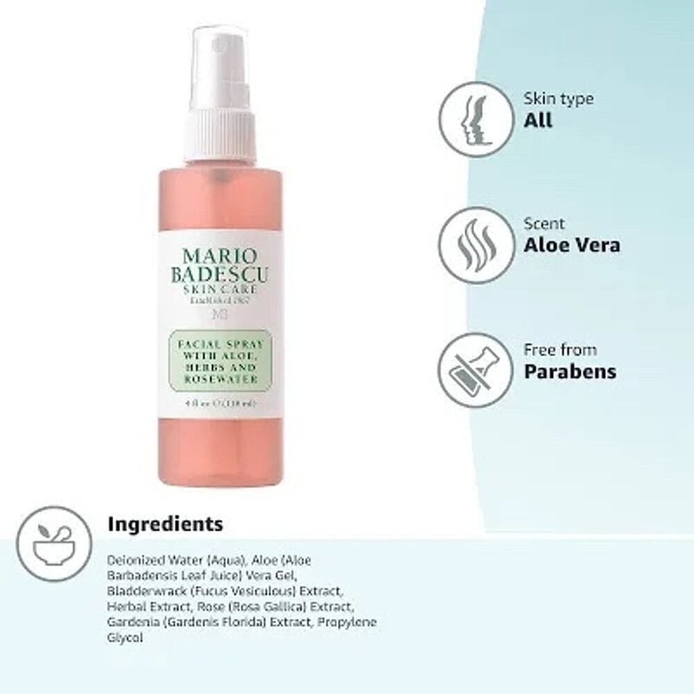 Mario Badescu Facial Spray With Aloe, Herbs and Rosewater 4fl oz - Thumbnail 4