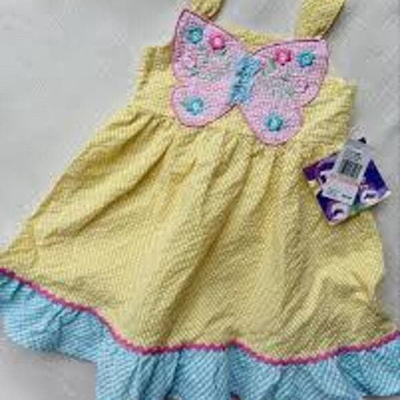 Blueberi Boulevard Butterfly Flowers Dress Girls Size 12 Months - Thumbnail 7