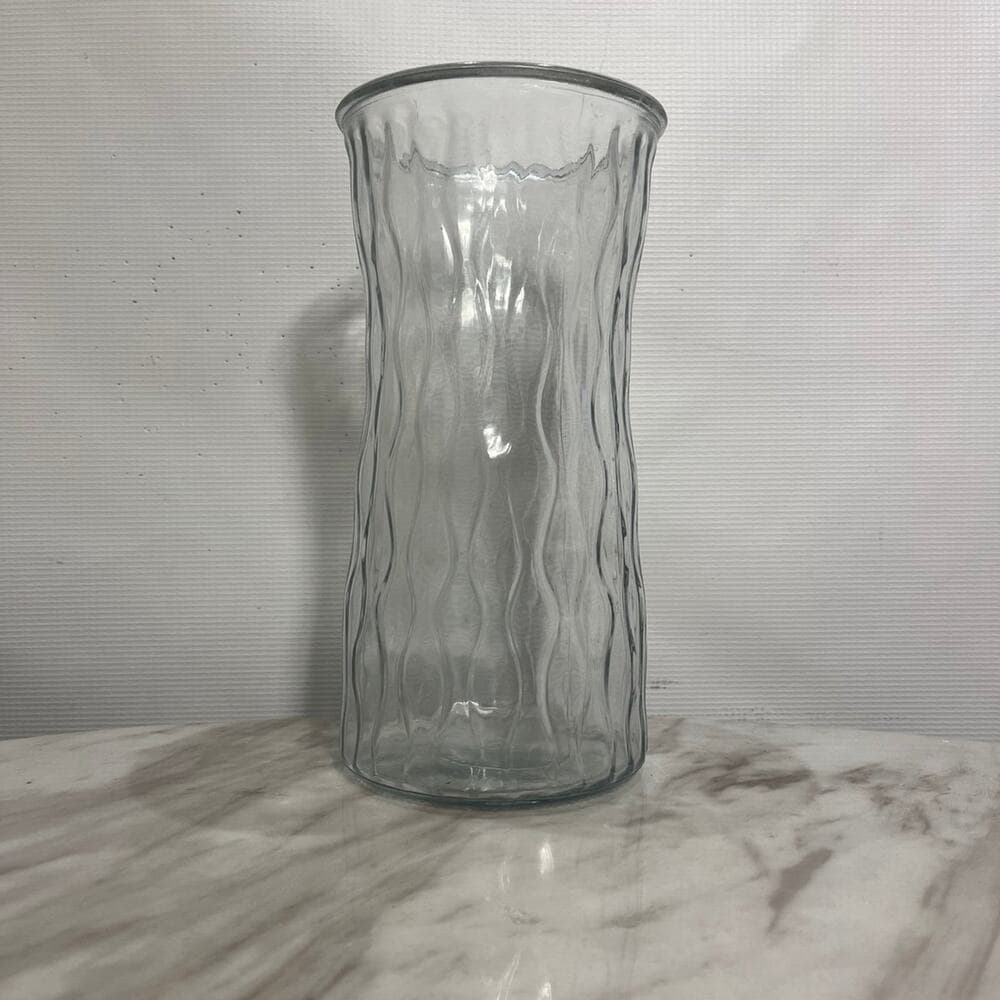 Vintage Large Brody Co. Swirl Clear Glass Vase 9.5"