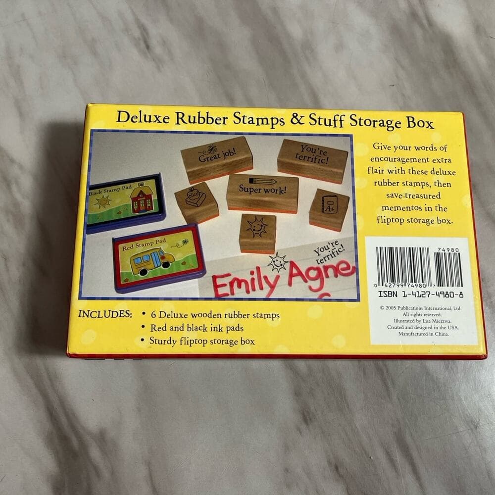 School Teacher RUBBER STAMPS & INK W STORAGE BOX NEW - Thumbnail 2