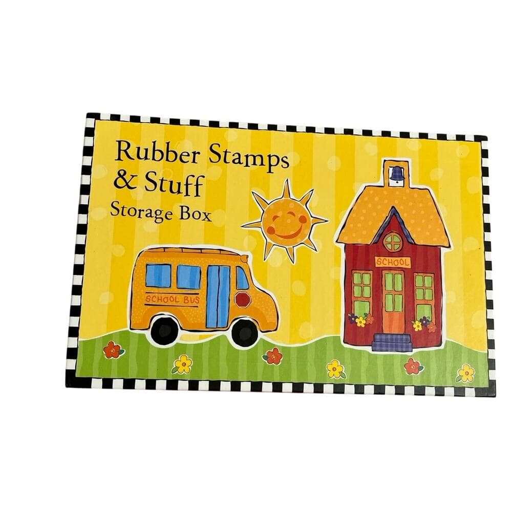 School Teacher RUBBER STAMPS & INK W STORAGE BOX NEW - Thumbnail 3