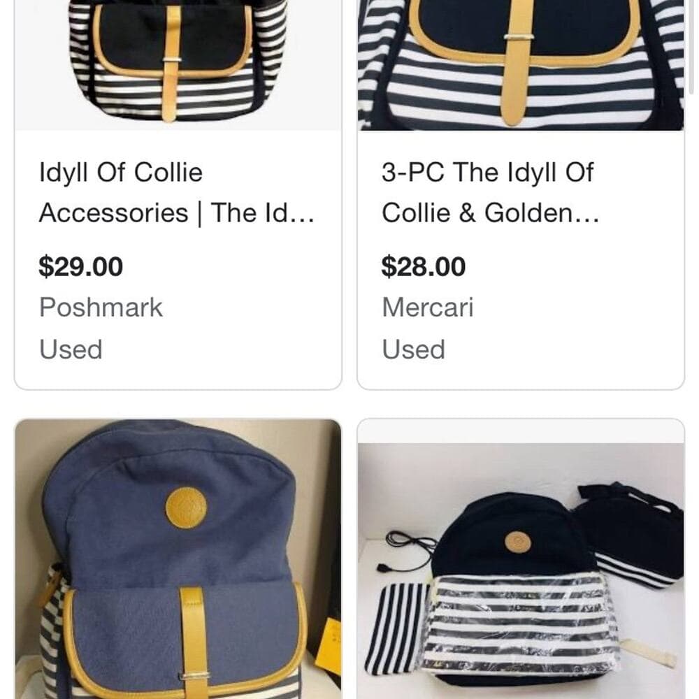 The Idyll of Collie Striped Canvas Backpack With Adjustable Straps Locker bag - Thumbnail 3