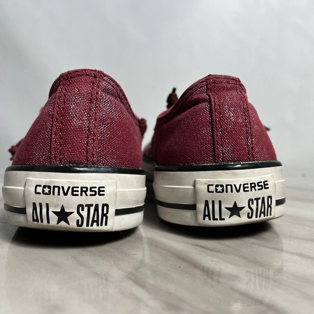 Converse All Star OX Denim Sneakers Shoes Women's 9 Red Maroon Canvas Lace Up - Thumbnail 3